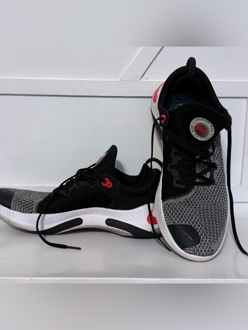 Nike Kids Black and Red Knit Running Sneakers